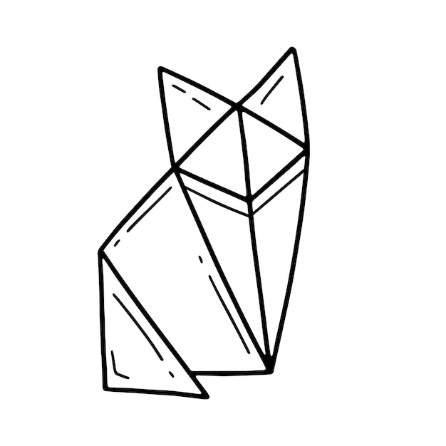 Origami vos of kat in lineaire eenvoudige doodle stijl Vector geïsoleerde dierenillustratie