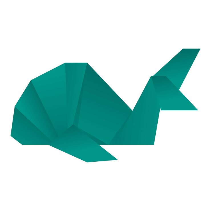 Vector origami whale icon cartoon vector art paper animal origami