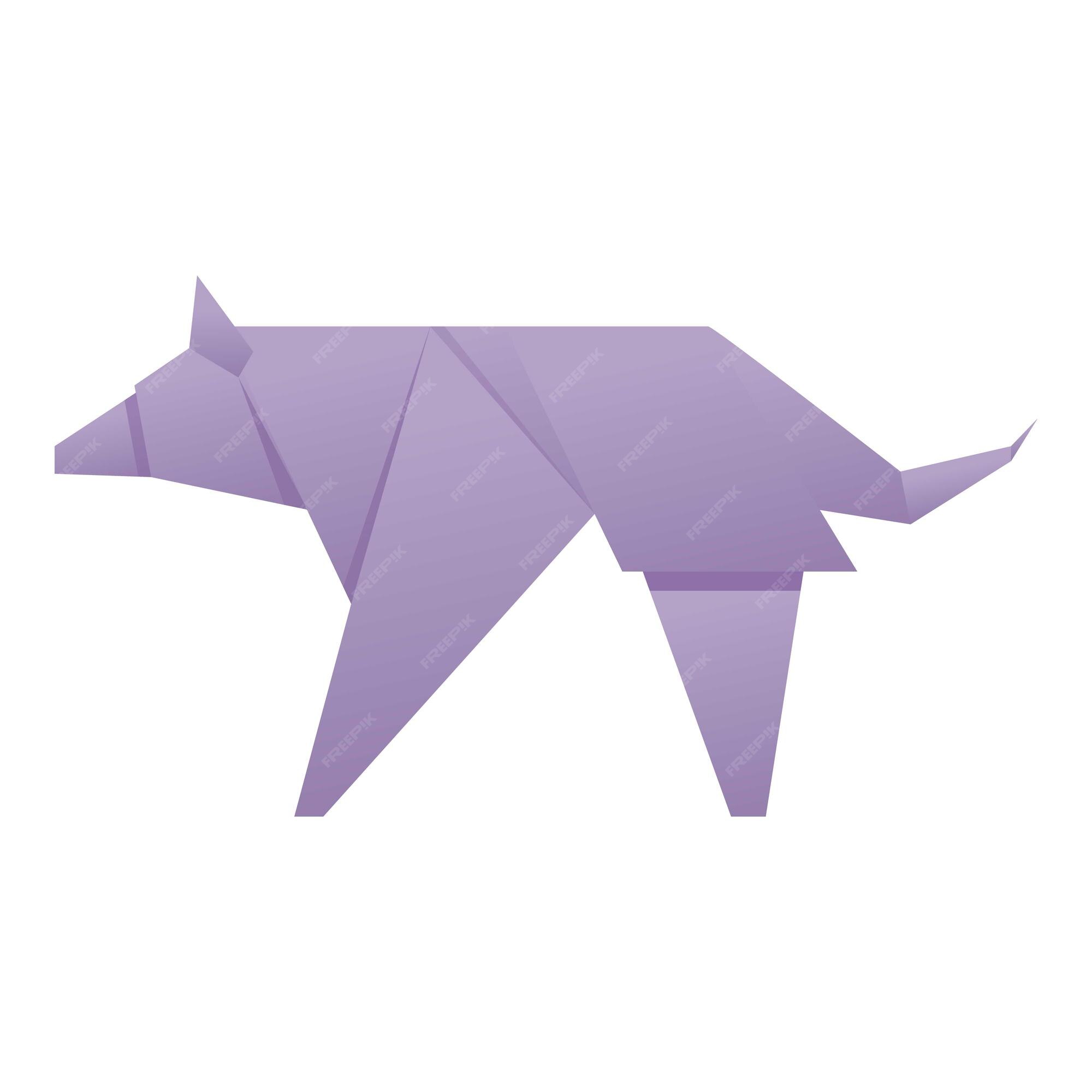 Premium Vector | Origami wolf icon cartoon vector paper art cute nature