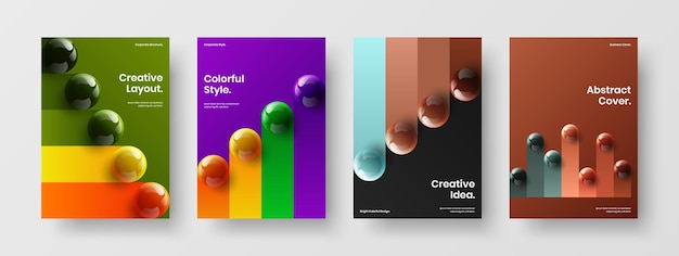 Original 3D spheres leaflet illustration set