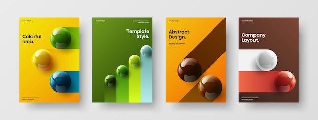 Original 3d spheres pamphlet template composition