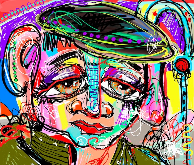 Vector original abstract digital painting of human face