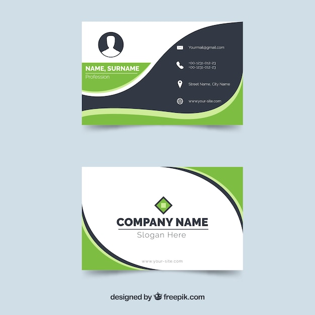 Original busines card with flat design