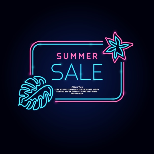 Original concept poster discount sale. illustration of neon style suitable for advertising