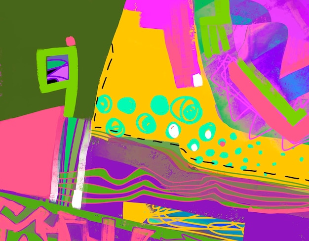 Original digital abstract composition contemporary art colorful