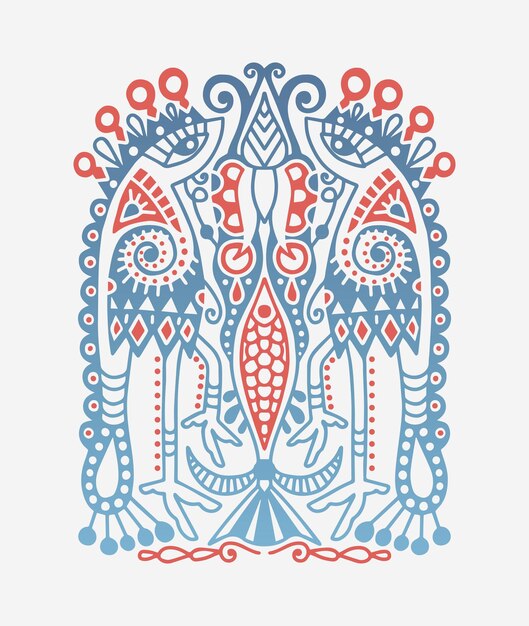 Motivo etnico originale con uccelli e fiori disegno geometrico tradizionale ucraino