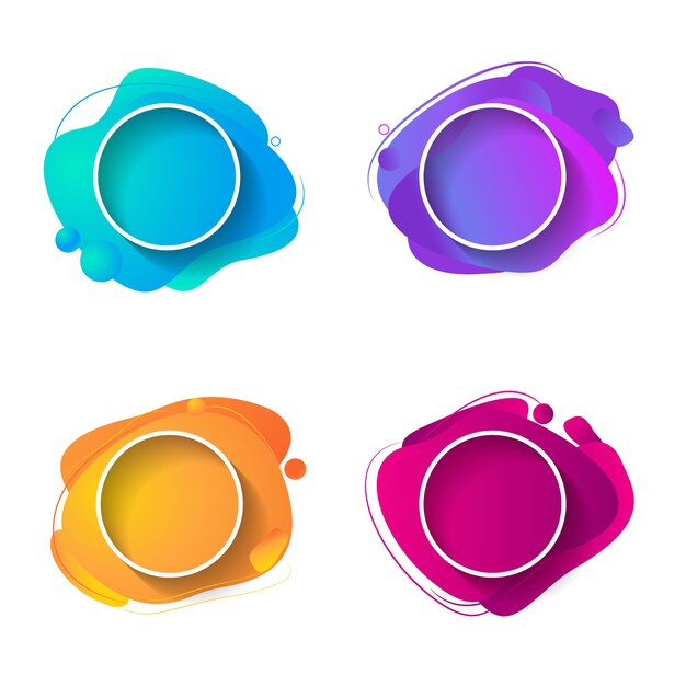 Original fluide combination. Gradient modern style abstraction with composition made of various rounded shapes. isolated illustration.