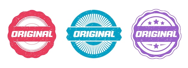 Vettore collezione di francobolli sigillo grunge originale set di distintivi originali logo originale con grunge