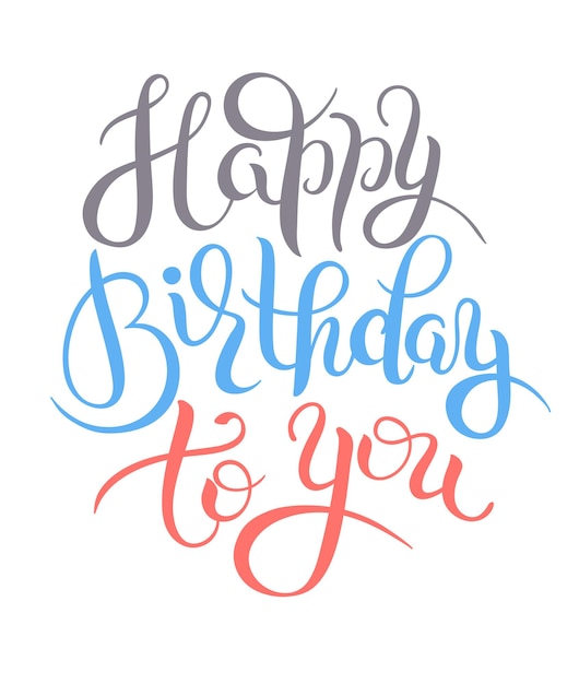 Original hand lettering inscription typography template Happy Birthday