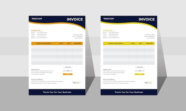 Vector original invoice templates for your company