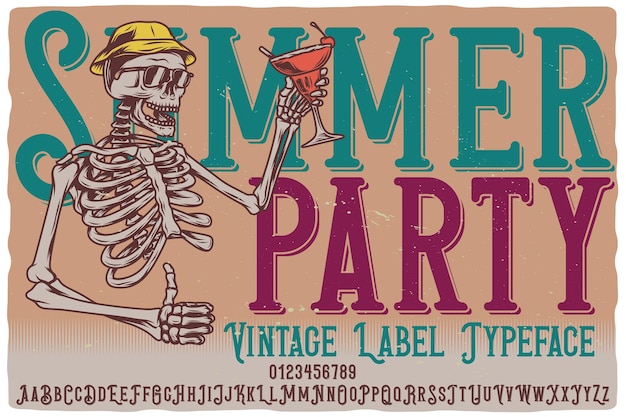 Оригинальный шрифт этикетки под названием Summer Party Vintage для любого вашего дизайна, например, плакатов, футболок, логотипов, этикеток и т. д.