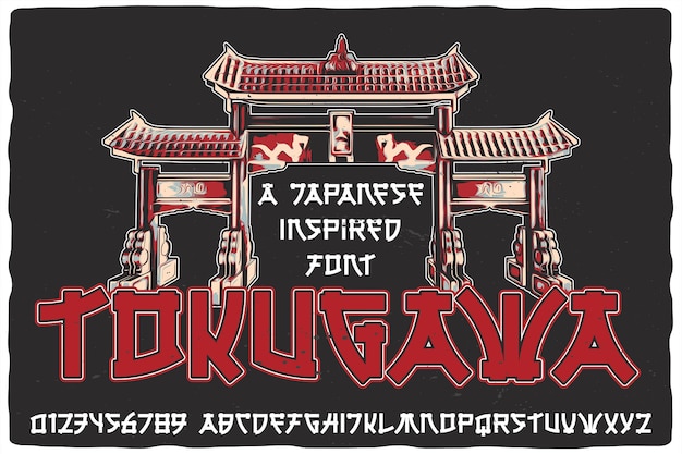 Original label font named Tokugawa. Vintage Japanese style font for any your design like posters, t-shirts, logo, labels etc.