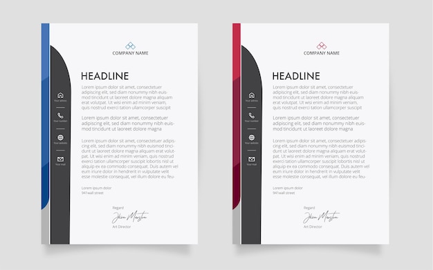 Original letterhead template with abstract shapes