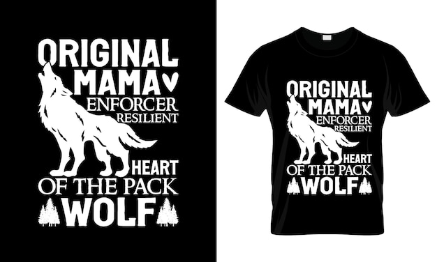 Original Mama Enforcer Resilient Heart colorful Graphic TShirt Wolf TShirt Design