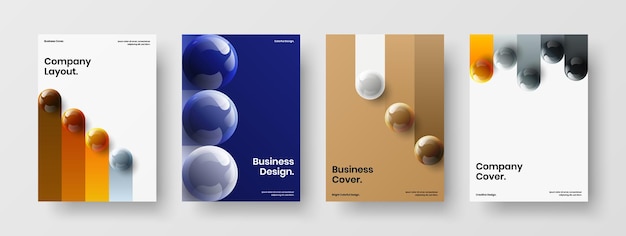 Original realistic balls company cover illustration composition