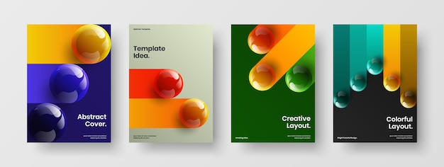 Original realistic spheres flyer template bundle