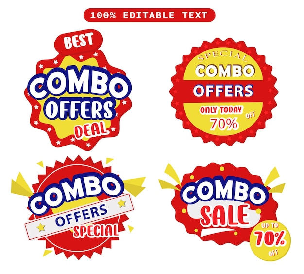 Vector original set of combo offers labels with red color