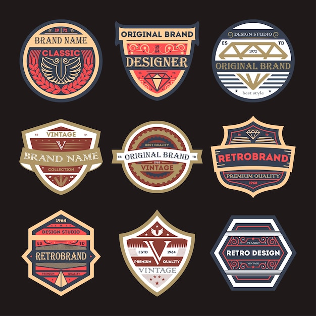 Vector original vintage brand isolated badge set