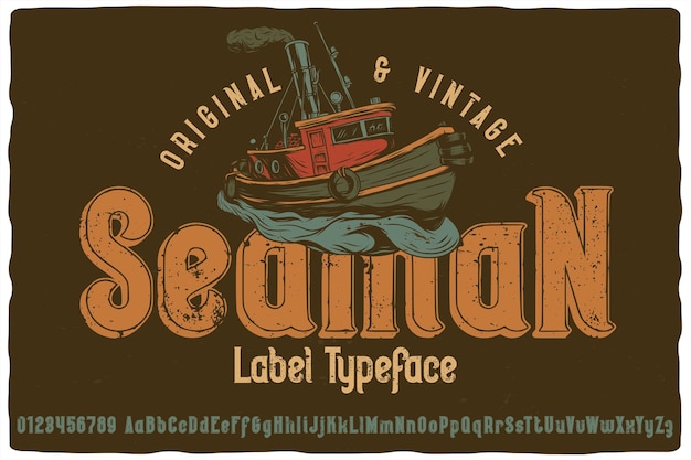 Origineel labellettertype genaamd seaman. vintage lettertype voor al uw ontwerpen, zoals posters, t-shirts, logo's, labels enz.