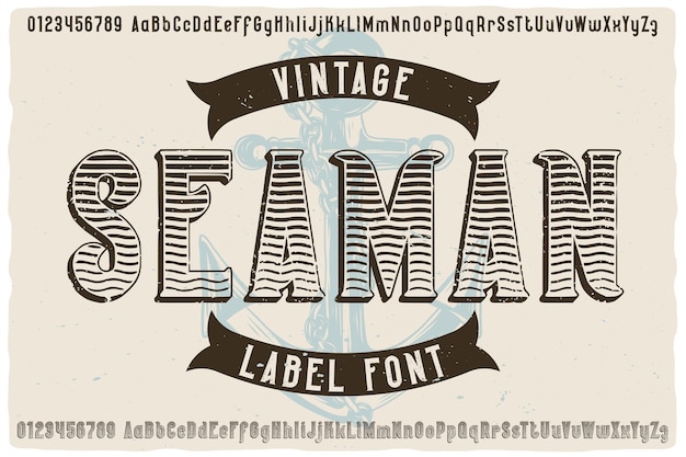 Vector origineel labellettertype genaamd seaman. vintage lettertype voor al uw ontwerpen, zoals posters, t-shirts, logo's, labels enz.