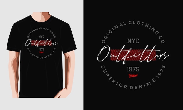 Origineel outfitters typografie tshirt ontwerp premium vector