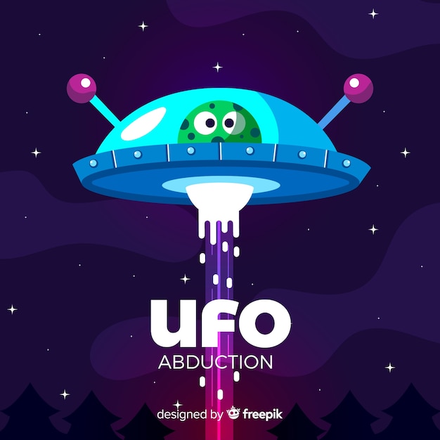 Vector originele hand getrokken ufo ontvoering concept