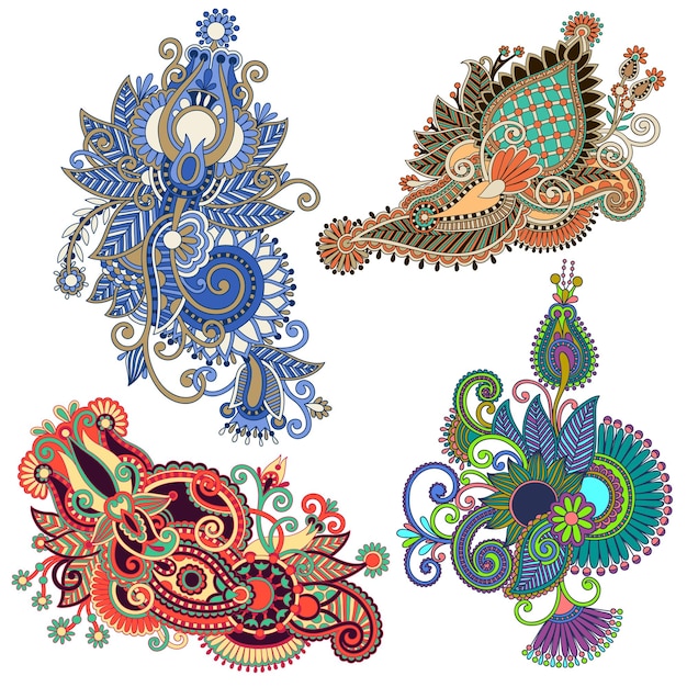 Originele hand tekenen lijn kunst sierlijke bloem design Oekraïense trad