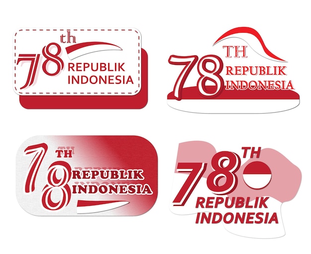 Originele set 78e dirgahayu Indonesië sjabloonlabels