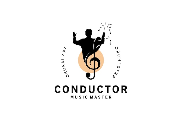 Orkest dirigent man silhouet logo ontwerp koordirigent muziek Toon vector symbool
