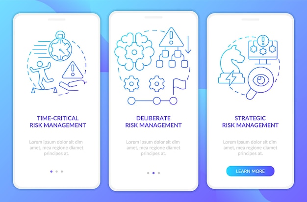 ORM 레벨 블루 그라디언트 온보딩 모바일 앱 화면
