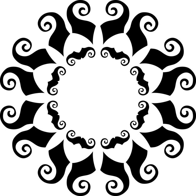 Ornamento carta bianca nera con mandala. elemento cerchio geometrico realizzato in vettoriale.