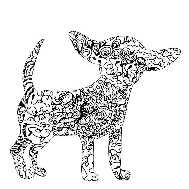 Ornament dog pattern on white background