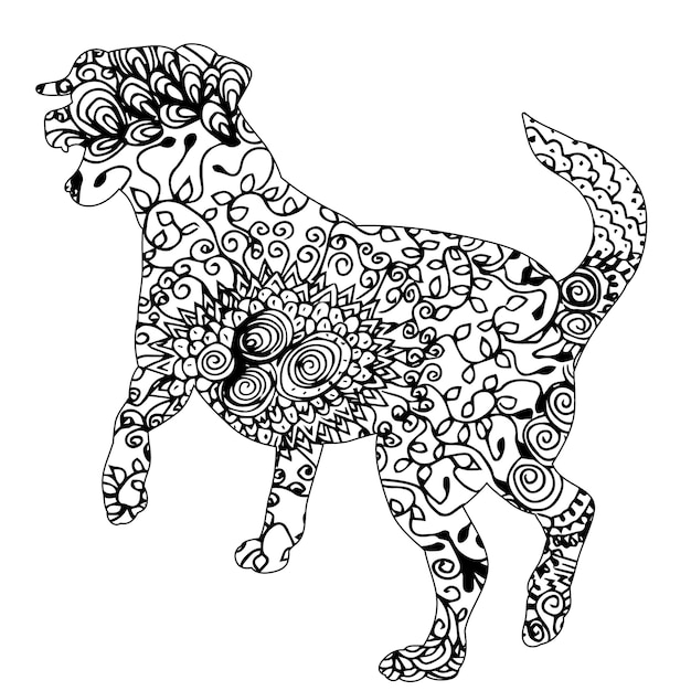 Ornament dog pattern on white background