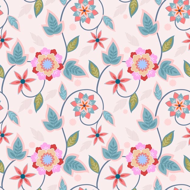 Ornament flowers design seamless pattern fabric textile wallpaper background.