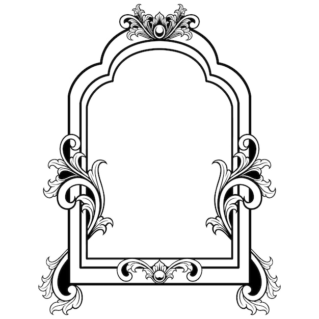 Vector ornament frame for wedding black and white