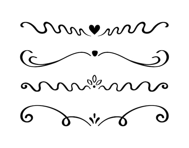 Vector ornament hand drawn divider collection vintage lines and borders doodle design elements vector illustration