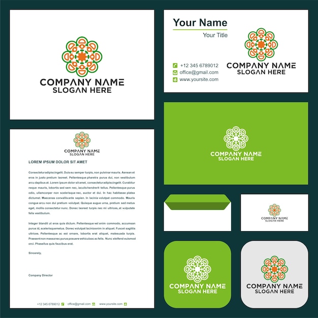 ornament logo and business card premium