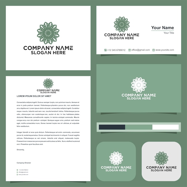 ornament logo and business card premium