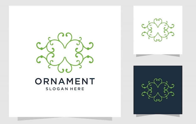 Ornament logo design in line art style