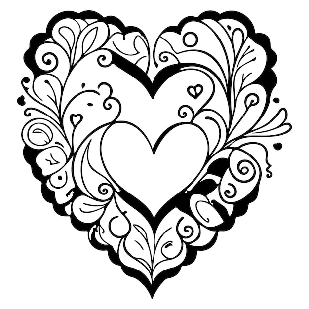 Vector ornament lover heart valentine illustration sketch hand draw