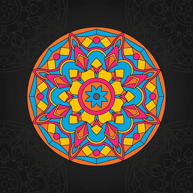 Vector ornament mooie kaart met bloemen ronde kleurrijke mandala vector illustratie