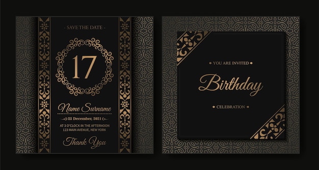 Vector ornament pattern style elegant birthday invitation