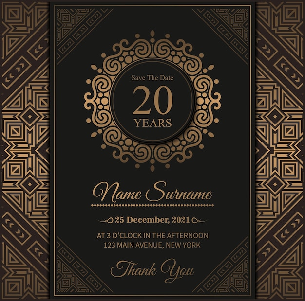 Ornament pattern style elegant birthday invitation