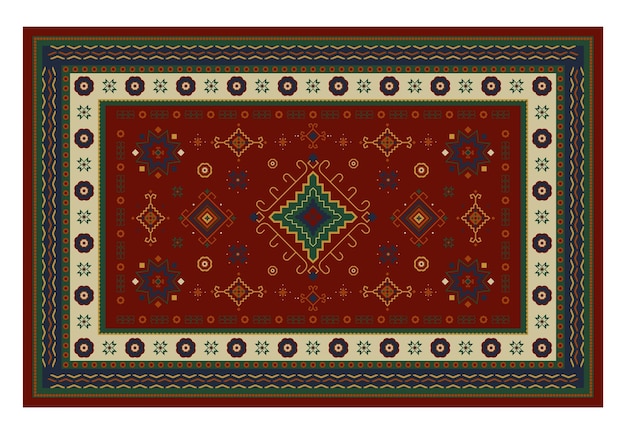 Vector ornament persian carpet. floor rug geometric vintage pattern, weathered rustic plaid. vector graphic