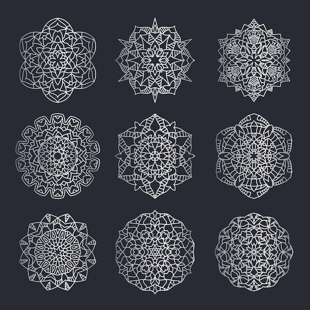 Ornament ronde set met mandala met Arabische stijl ornament vectorillustratie