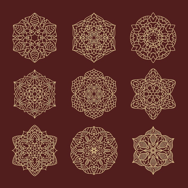 Vector ornament round set with mandala with arabic style ornament vector illustration