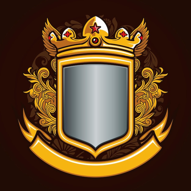 Vettore logo dell'emblema del distintivo dello scudo dell'ornamento