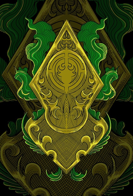 Ornament and smoke green artwork illustration