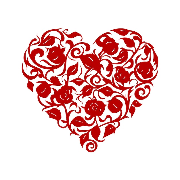 Ornamental artistic valentine heart vector silhouette