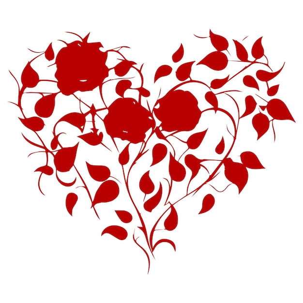 Ornamental artistic valentine heart vector silhouette